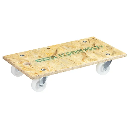 "Transport aid MM 1141, 57.5 x 30 x 11 cm, hard castors Ø 75 mm, roller bearings, OSB board, CO2-neutral, load capacity 250 kg image"