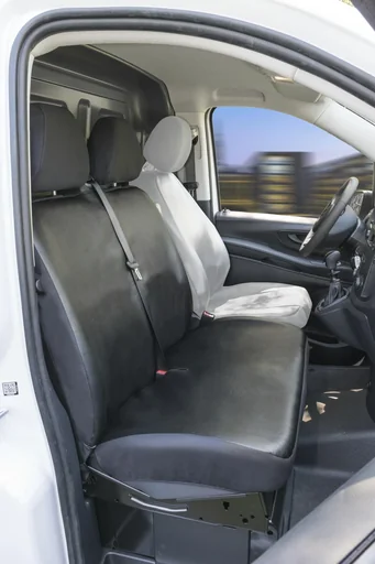 "Fitted seat covers Mercedes Vito 447 for double bench in front made of artificial leather from model year 06/2014 - today image"