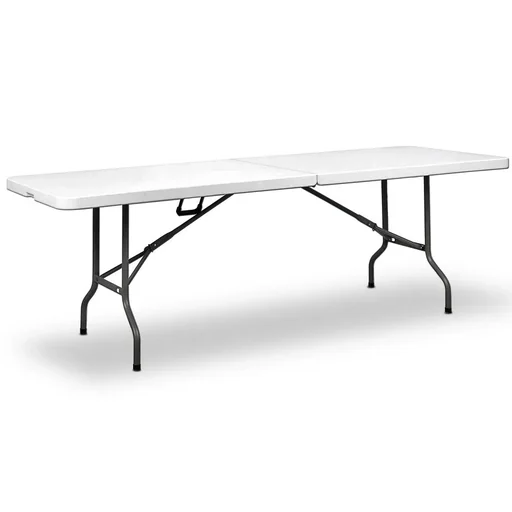 "Foldable garden table white plastic 240x70x74cm image"