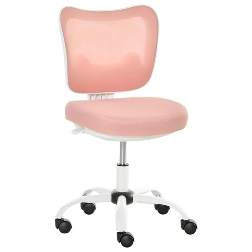 "Office chair swivel chair reclining office chair without armrests height adjustable foam ABS metal white+pink 46 x 51 x image"