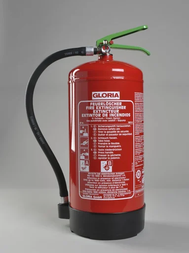 "Fire extinguisher SDE9, 9 liter foam extinguisher, 27A, 183B, pressure gauge image"