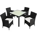 Garden furniture set Bali polyrattan black stackable 9-piece