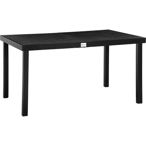 "Garden table for 6 people, black aluminum, 140 cm x 90 cm x 74 cm image"