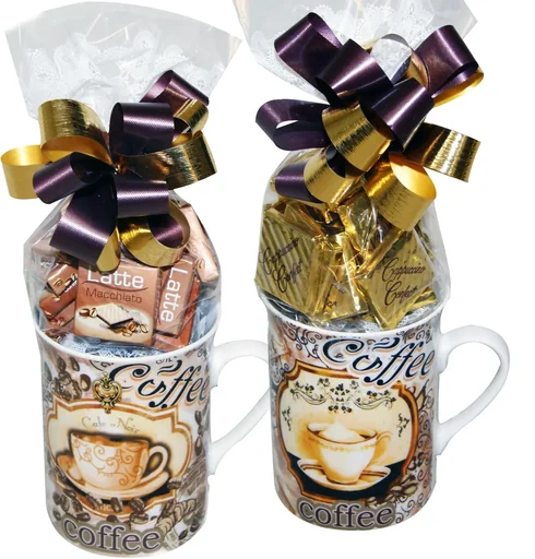 "Porcelain coffee mug "Coffee" filled with iced candy, set of 2 image"