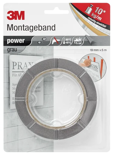"Double-sided power adhesive tape, 0.19 x 5.00 m for indoor and outdoor use image"