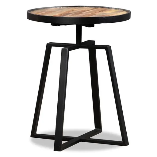 "Round coffee table made of solid recycled teak image"