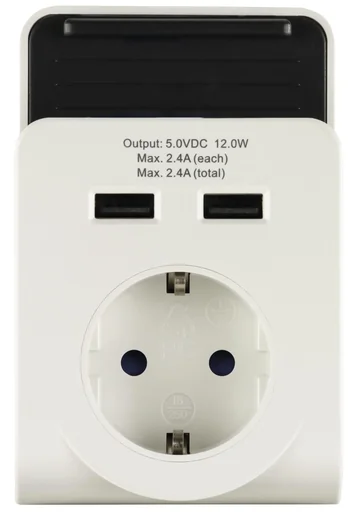 "REV socket with 2-way USB charger and charging cradle image"