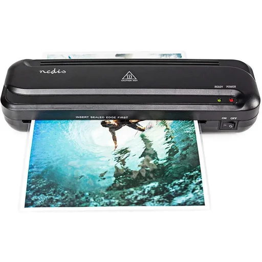 "Nedis Thermal Laminator - 230 mm/min - Automatic Shut-off - Mains Power - Black image"