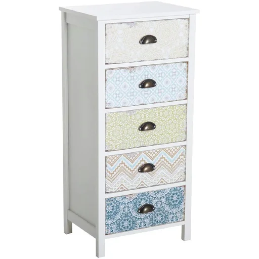 "Chest of drawers side cabinet with 5 drawers wood colored image"
