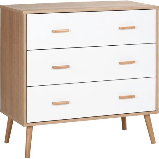 "Chest of drawers with 3 drawers Sideboard Chest of drawers Cabinet Multi-purpose cabinet Living room Dining room Scandi design White+Na image"