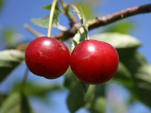 "Dwarf sour cherry "Achat" bush, in a 3.5L container, sweet and sour, fruity image"