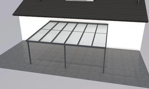 "Patio roof Premium, anthracite, 6110 x 5060 mm - Polycarbonate multi-wall sheets 16 mm, opal image"