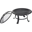 Fire bowl with grill grate and spark guard 74cm black