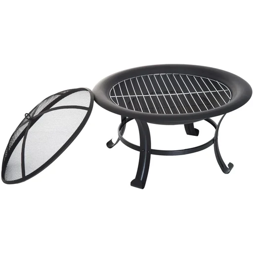 "Fire bowl with grill grate and spark guard 74cm black image"