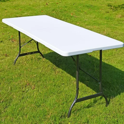 "Folding table | Camping table | Garden table | Folding table | White - Plastic 183 x 76 x 74 cm image"