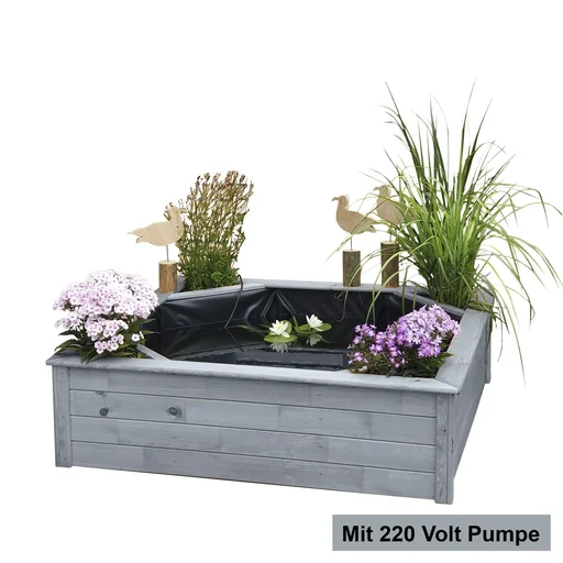 "Raised pond with 4 side planting zones, grey image"
