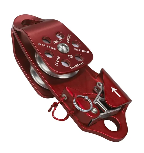 "Double pulley made of aluminum with pivoting side cover for 10 mm - 12 mm ropes image"