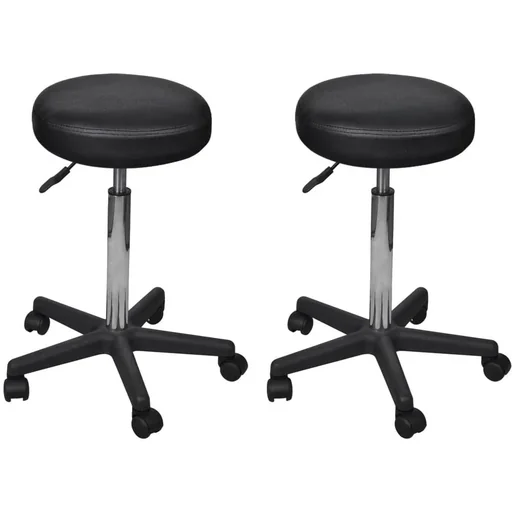 "Office stool 2 pieces 35.5x98 cm artificial leather black image"