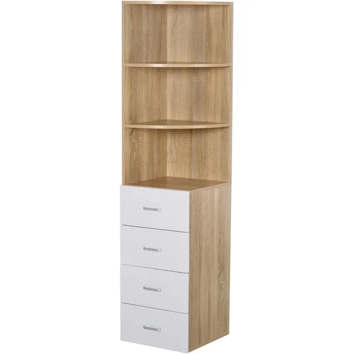 "Corner bookcase, natural, white image"