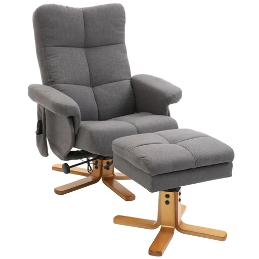 "Massage chair with footstool, relaxation chair, TV chair, 145° tilt, polyester, dark grey, 80 x 86 x 99 cm image"