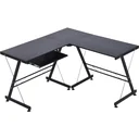 Computer desk workstation flexible MDF steel black 210 x 50 x 73.5 cm