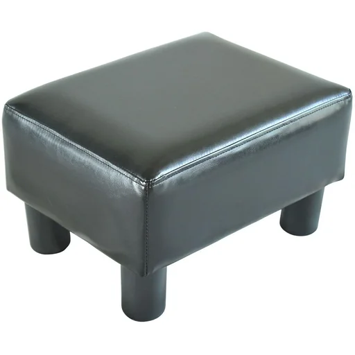 "Footstool bench made of black imitation leather image"