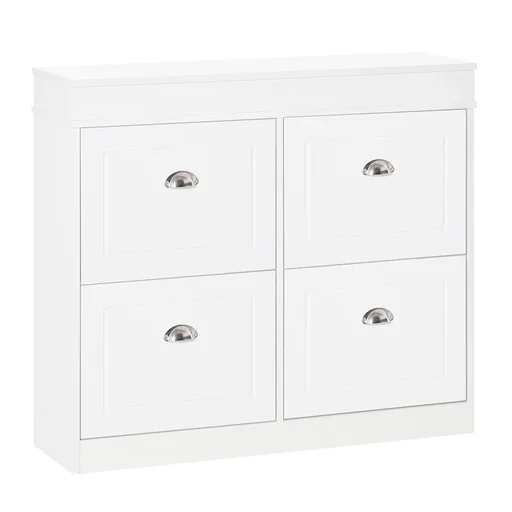"Shoe cabinet with 4 drawers modern simple design storage cabinet chipboard MDF white 98 x 24 x 83 cm image"