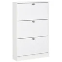 Shoe cabinet shoe rack spacious wooden with doors and shelves chipboard white 76.2 x 19 x 116.8 cm