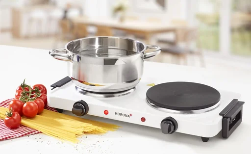 "Double hotplate 2500 Watt, white - Electric double hotplate - 2-plate hob image"