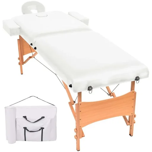 "Massage table 10 cm thick 2 zones foldable white image"