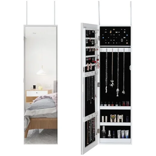 "Jewelry Cabinet - Mirror, White - Hanging image"