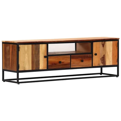 "TV cabinet 120x30x40 cm solid recycled wood and steel image"