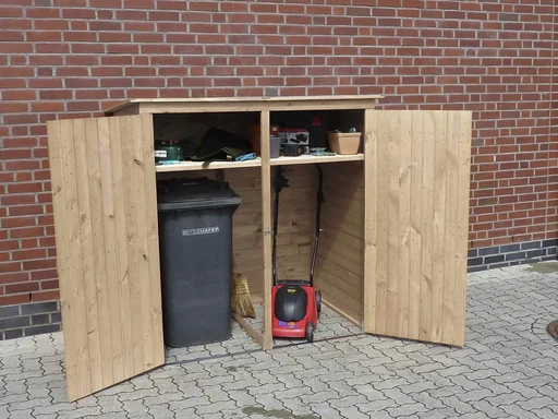 "Garbage can cabinet with 2 doors image"