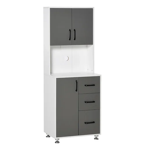 "Kitchen cabinet with 2 doors shelf microwave shelf tall cabinet with lower storage cabinet and 3 drawers chest of drawers S image"