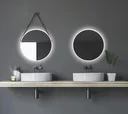 Decorative round wall mirror with indirect LED lighting in matt copper Ø 50 cm