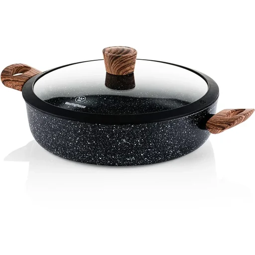 "Black Marble Wood Frying Pan - 28 cm image"