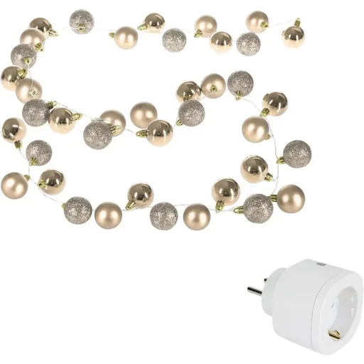 "Christmas lights balls 40-LED - Champagne - 2m and Perel Smart home Wifi plug- Android & IOS image"