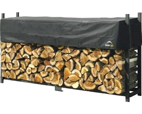 Regał na drewno opałowe 2 000 kg czarny, 238×36 cm – Regał stalowy XXL z regulowaną osłoną, odporny na warunki atmosferyczne