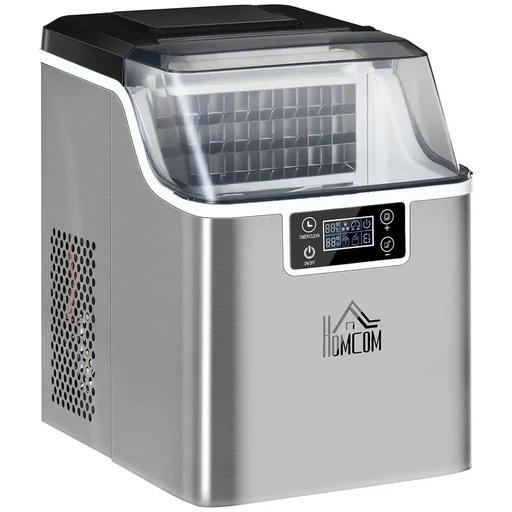 "Ice cube maker 20 kg/24h 2.3 l ice cube maker with 3.2 l water tank display stainless steel silver 25.2 x 36 x 37.1 cm image"