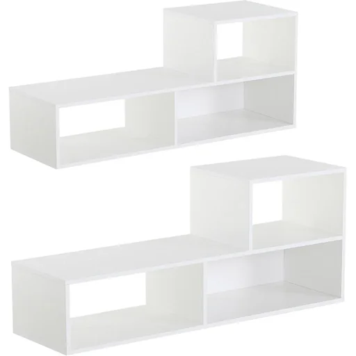 "Bookshelf, standing shelf, filing cabinet, 2-part shelves, office shelf, MDF white, 120 x 35 x 50 cm image"
