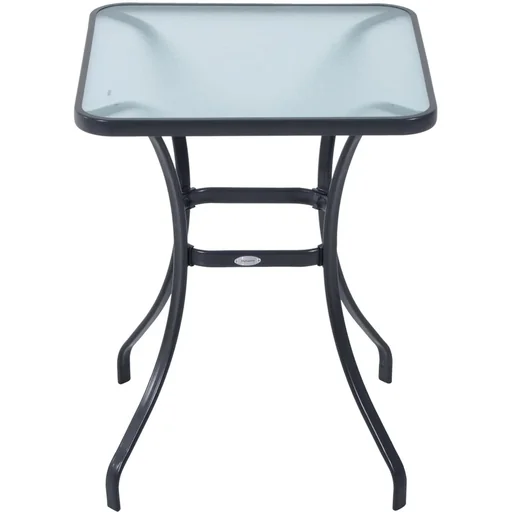 "Garden table bistro table tempered glass metal 68.5x68.5cm black image"