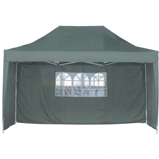"Folding gazebo 3x4.5m incl. 3 side panels weatherproof green image"