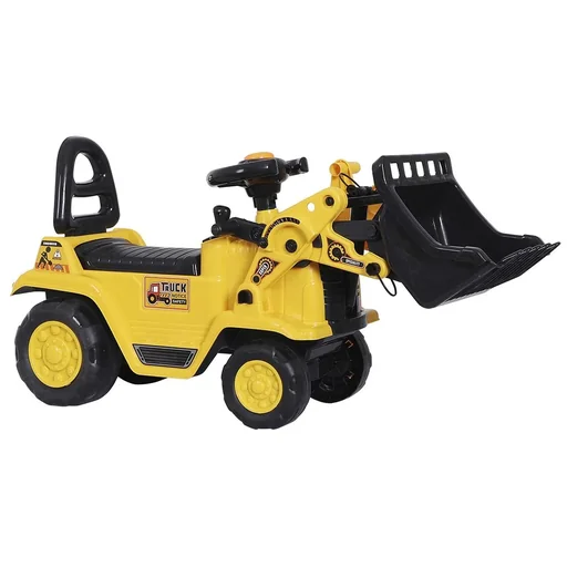"Seat excavator with built-in storage compartment Children's ride-on tractor Children's excavator with horn Yellow + Black 80 x 26.5 x 39 cm image"