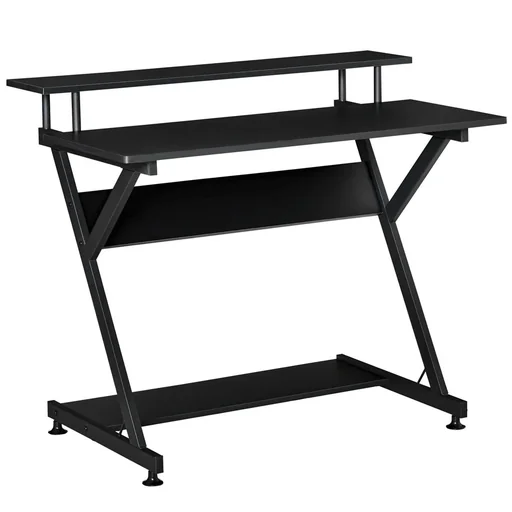 "Computer desk industrial style with height-adjustable footbed MDF metal black 100 x 60 x 85.5 cm image"