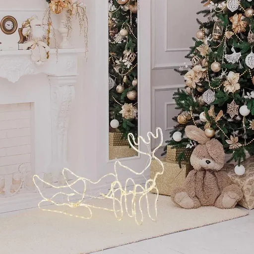 "Reindeer with sleigh Christmas lighting 160 LED figure illuminated figure image"