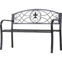 2-seater garden bench with armrests, metal bench, country house style, metal, black, 128 x 50 x 91 cm